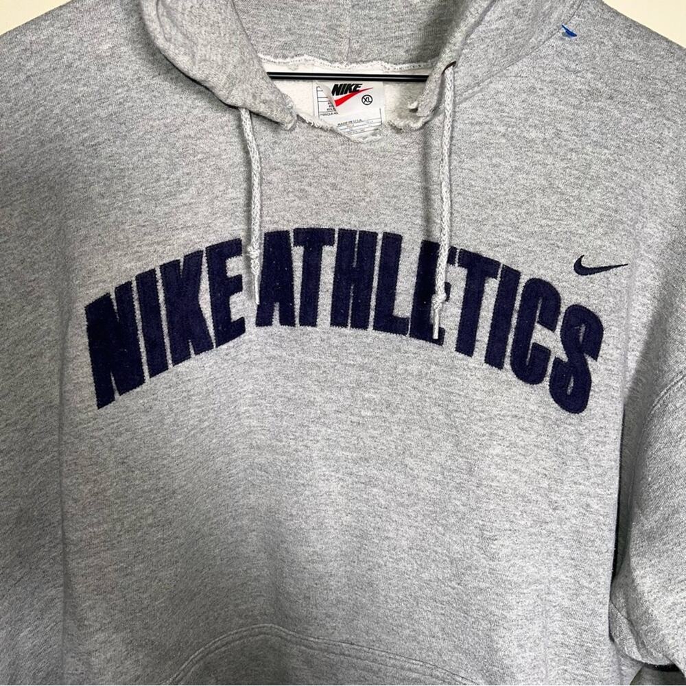 VNTG NIKE Embroidered felt letter 90s hoodie XL - Picture 6 of 7